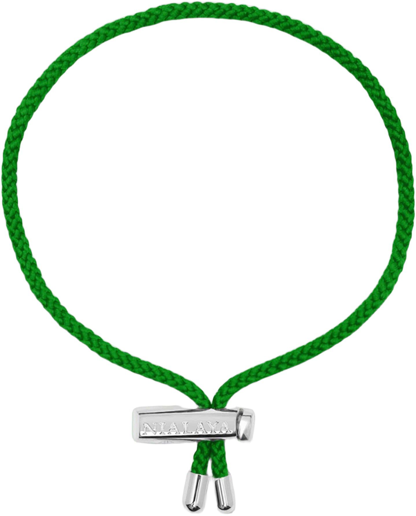 Men's Green String Bracelet with Adjustable Stainless Steel Lock