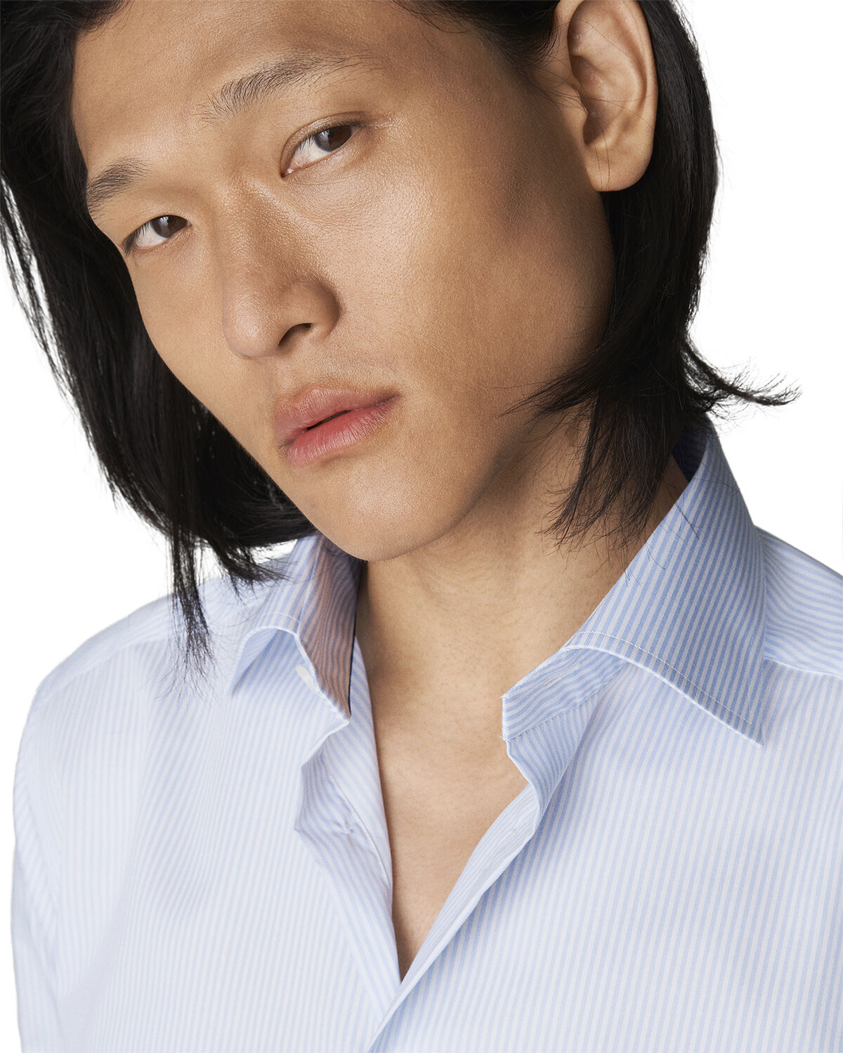 Slim Fit Mid Blue Twill Shirt