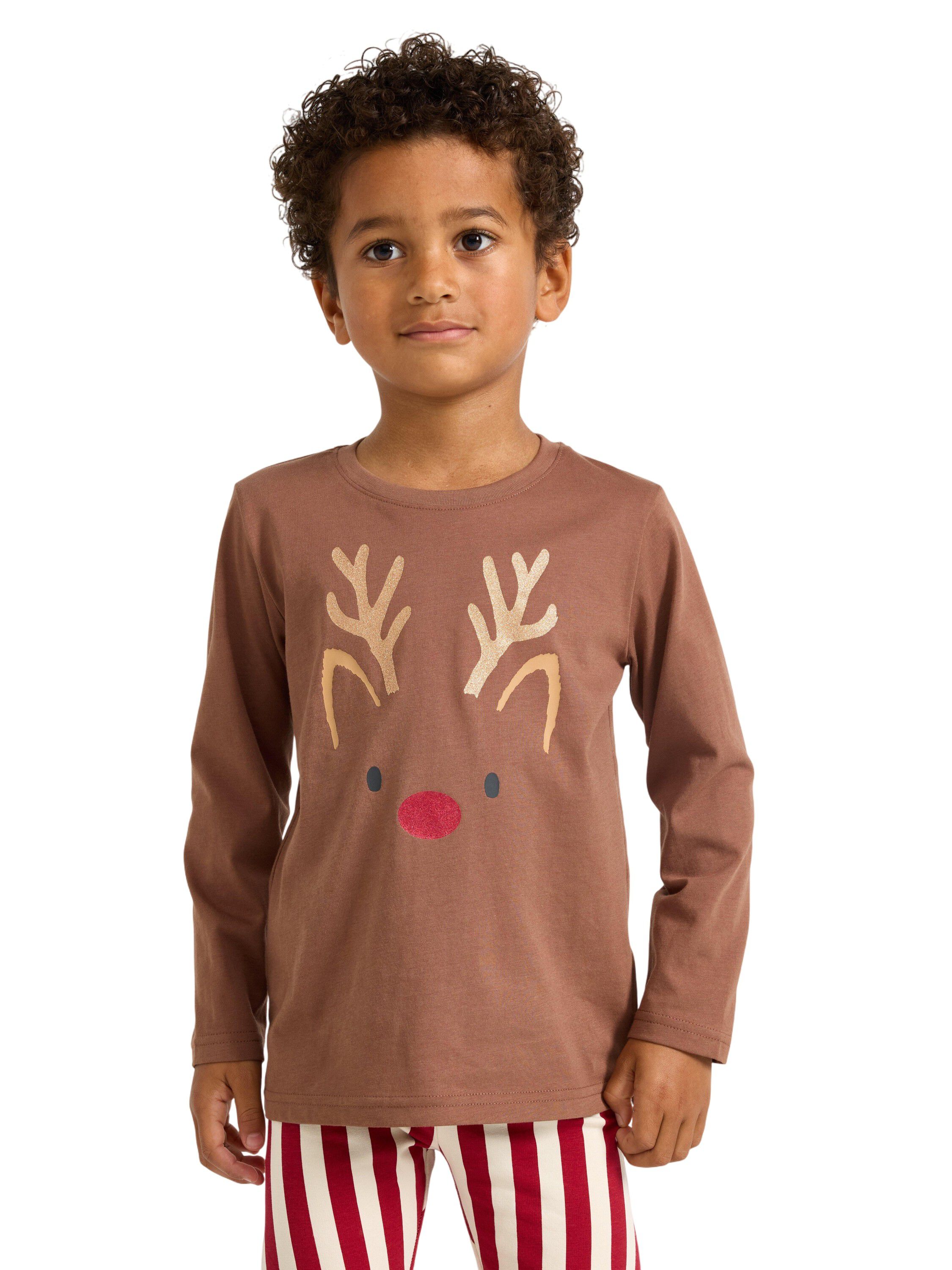 L&aring;ng&auml;rmad trik&aring;topp med renmotiv p&aring;