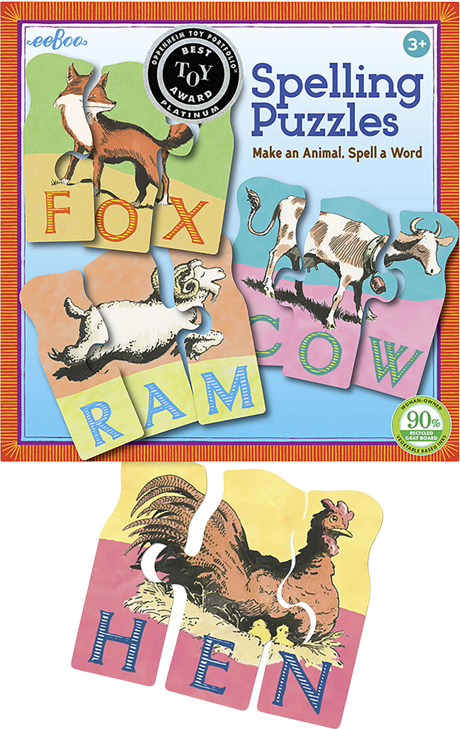 eeBoo - Leg & L&aelig;r puslespil - Stav til et dyr p&aring; engelsk