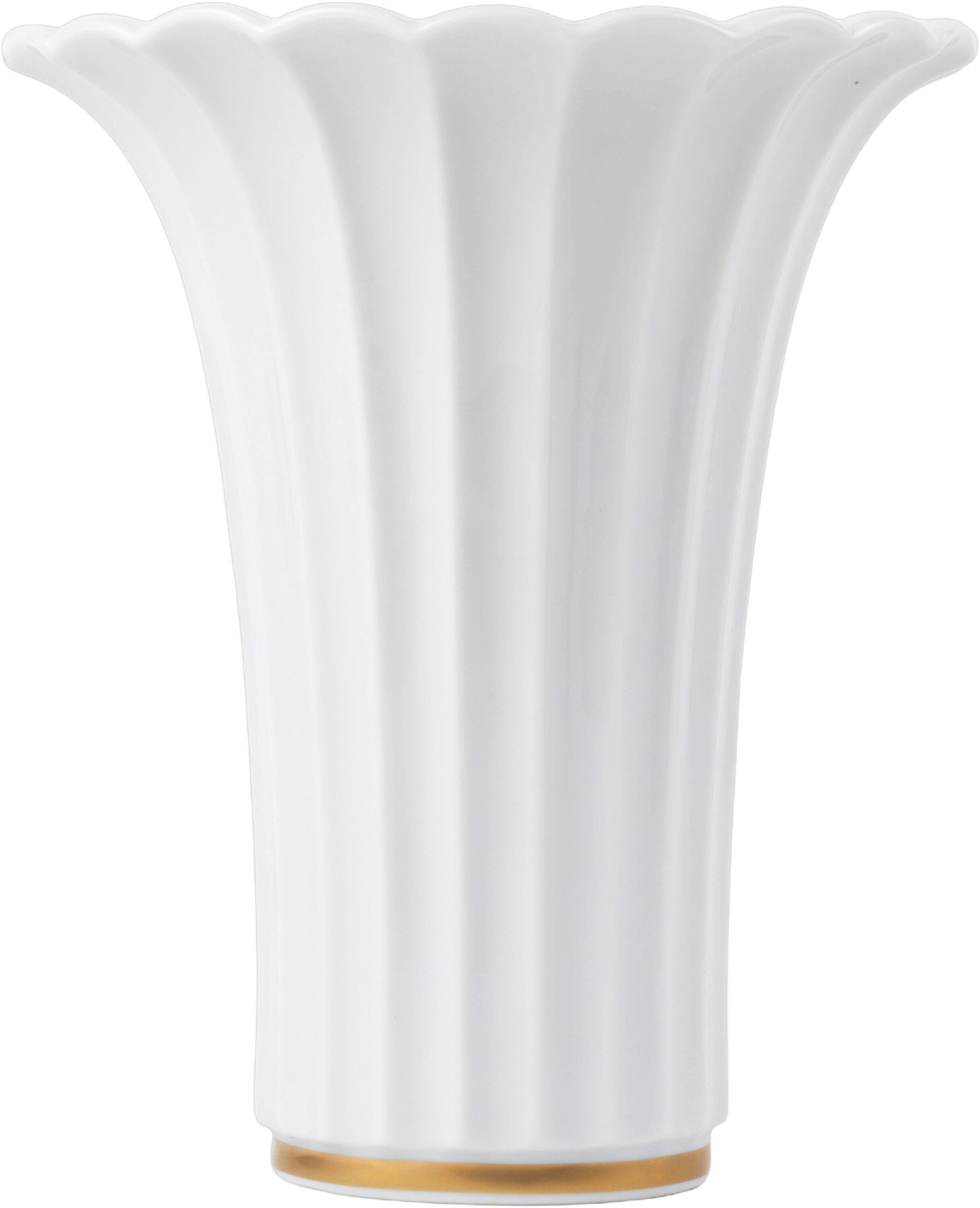 Hvid vase med guldkant, 23 cm