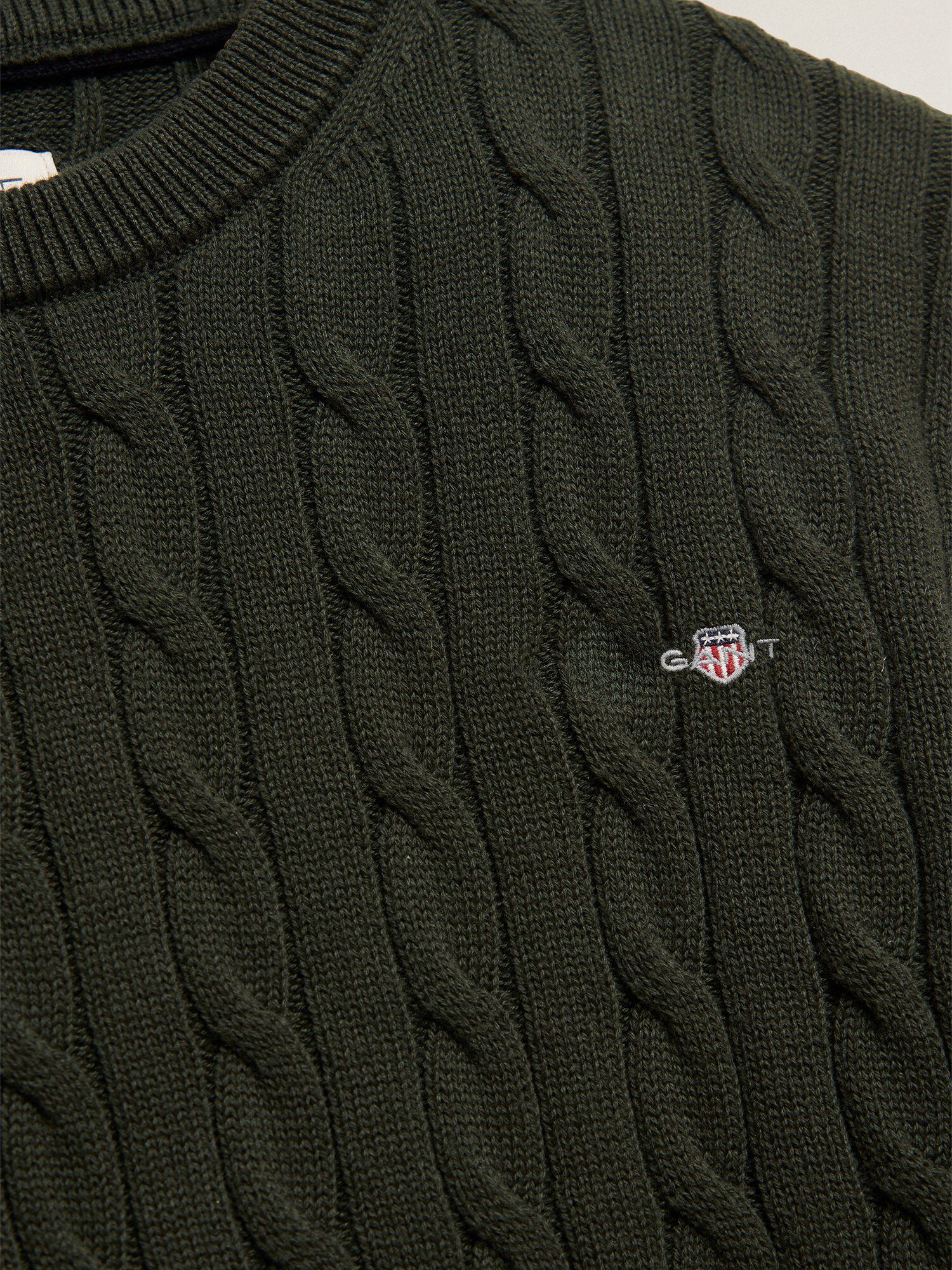 Shield Cotton Cable Neck Sweater