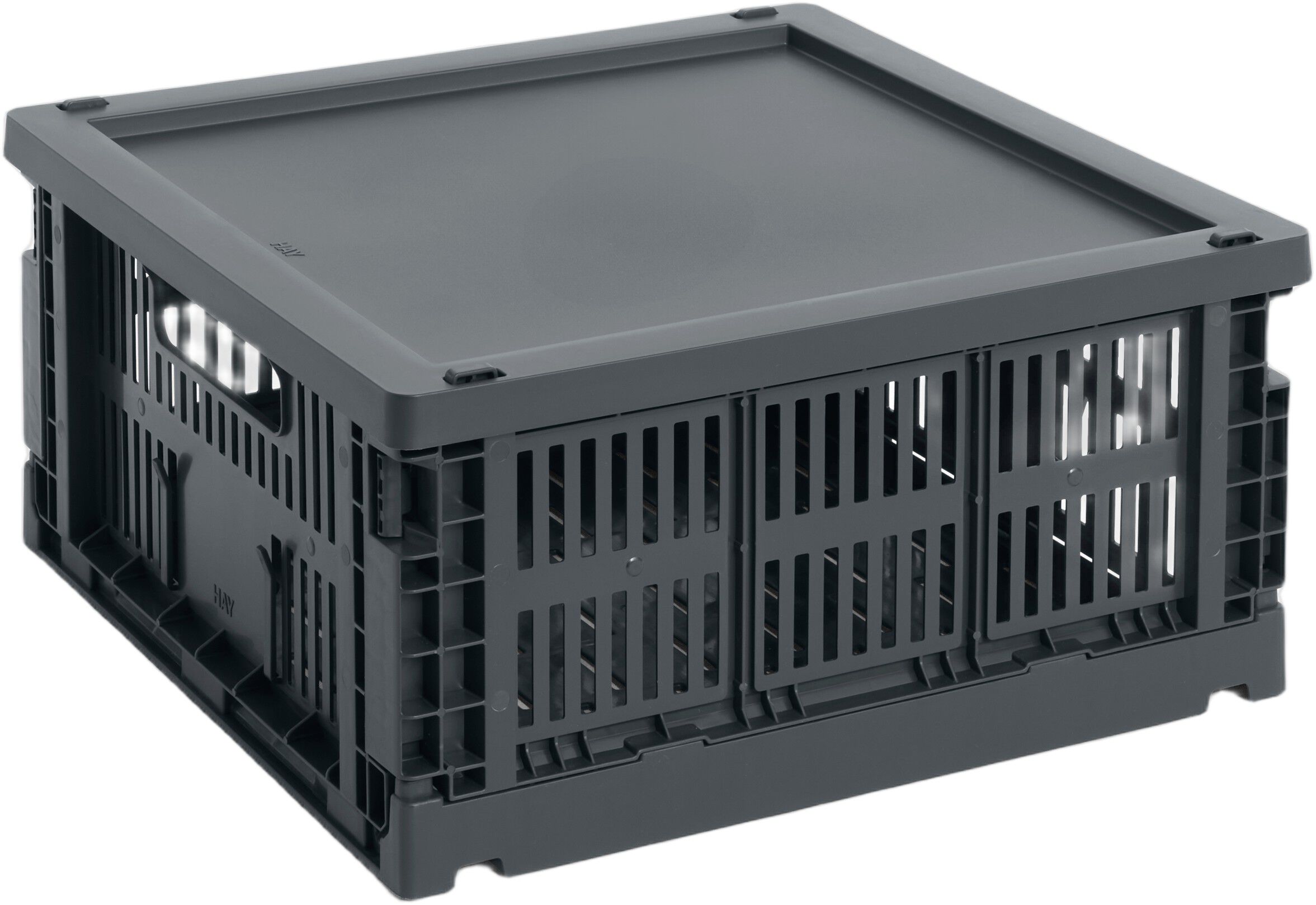 HAY Colour Crate Lid Plastic-Medium Square / Cube-Charcoal