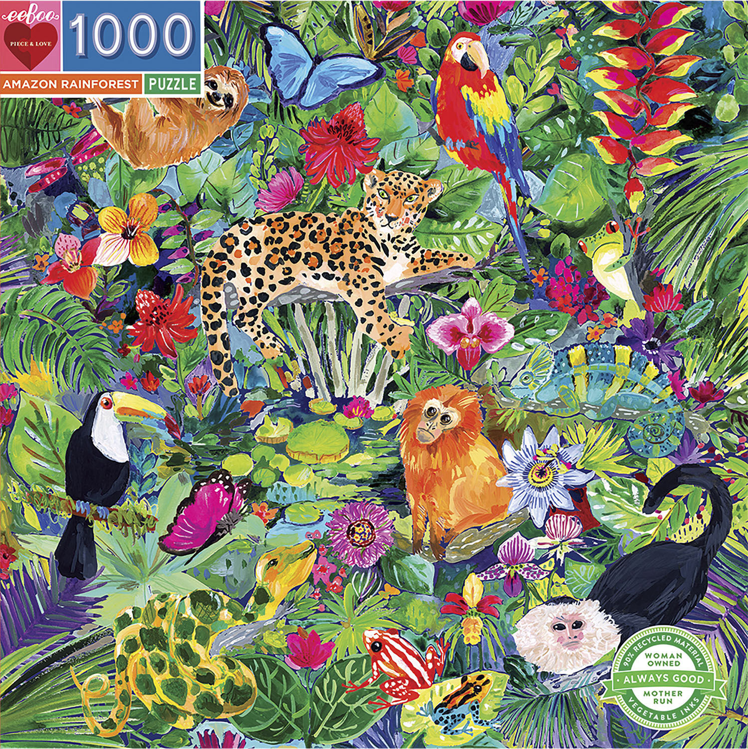 eeBoo - Puslespil 1000 brk - Amazonas regnskov