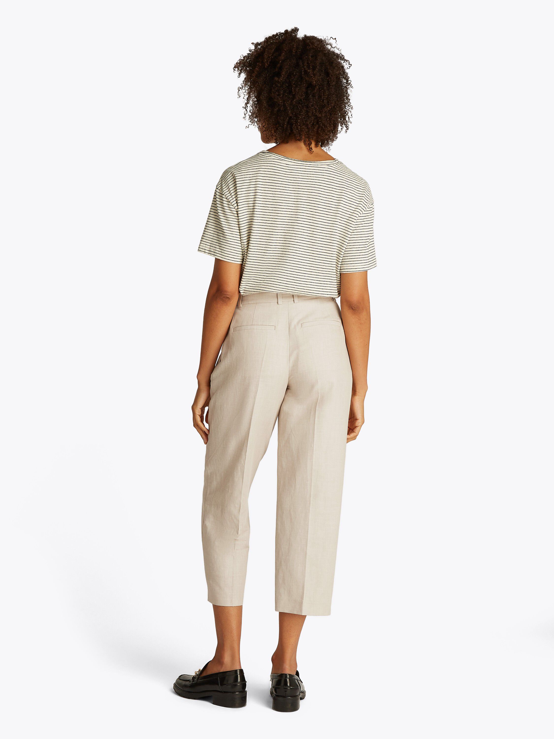 LINEN MIX PLEATED TAPERED PANTS