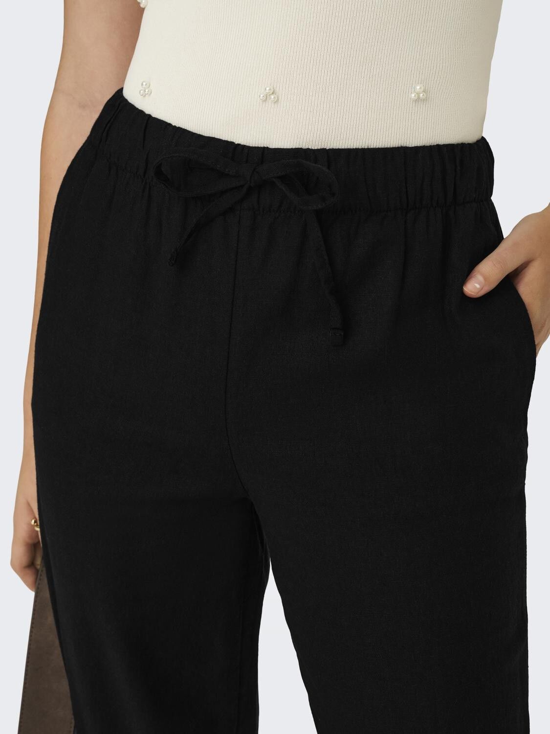 ONLGOA MW LINEN BL PULL-UP PANT CC