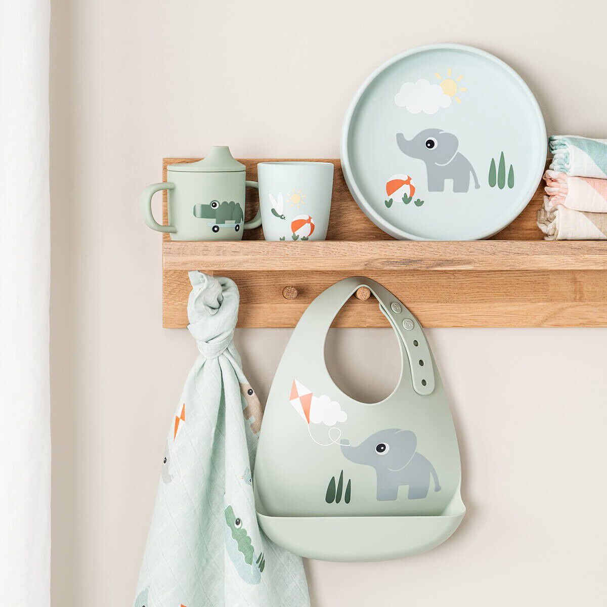 Silikone tudkop 2 h&aring;ndtag Playground Gr&oslash;n