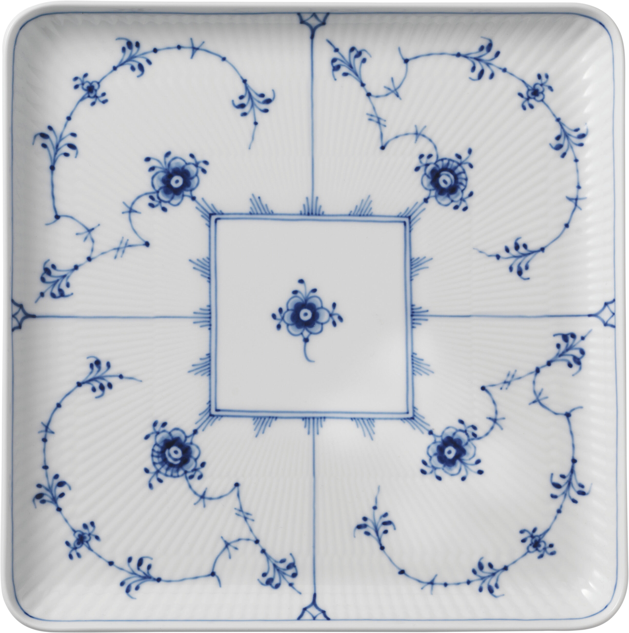 Musselmalet Riflet 20 cm. firkantet tallerken