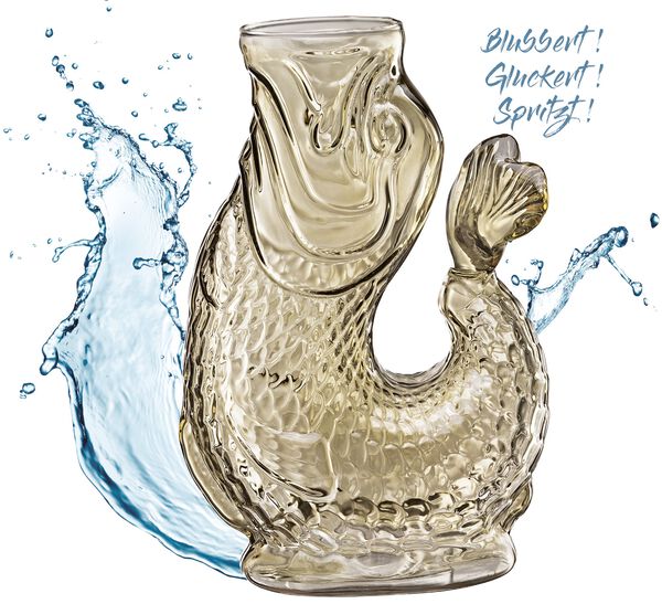 Vandkaraffel fisk, beige, glas, NEMO