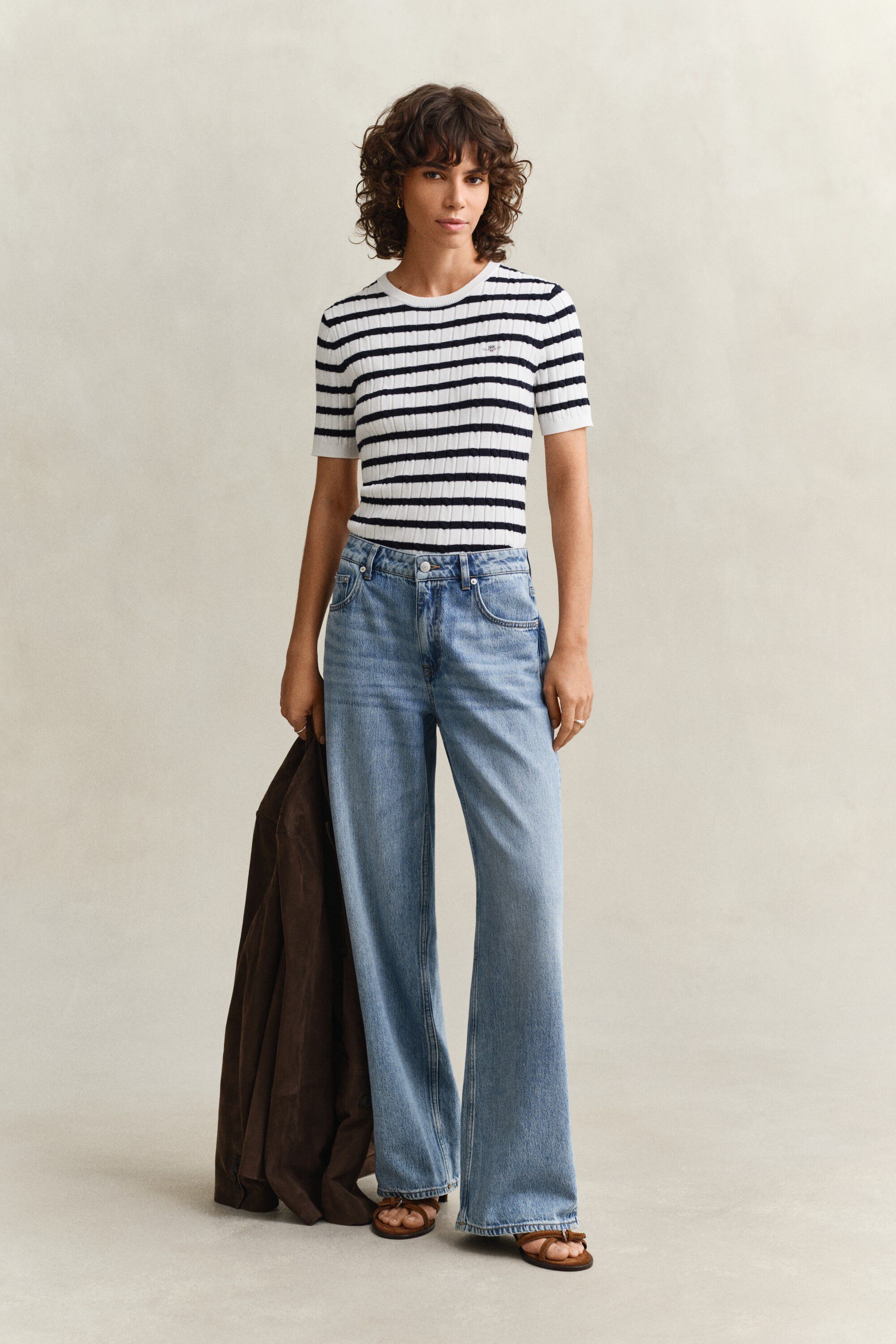 STRETCH COTTON CABLE STRIPE SS