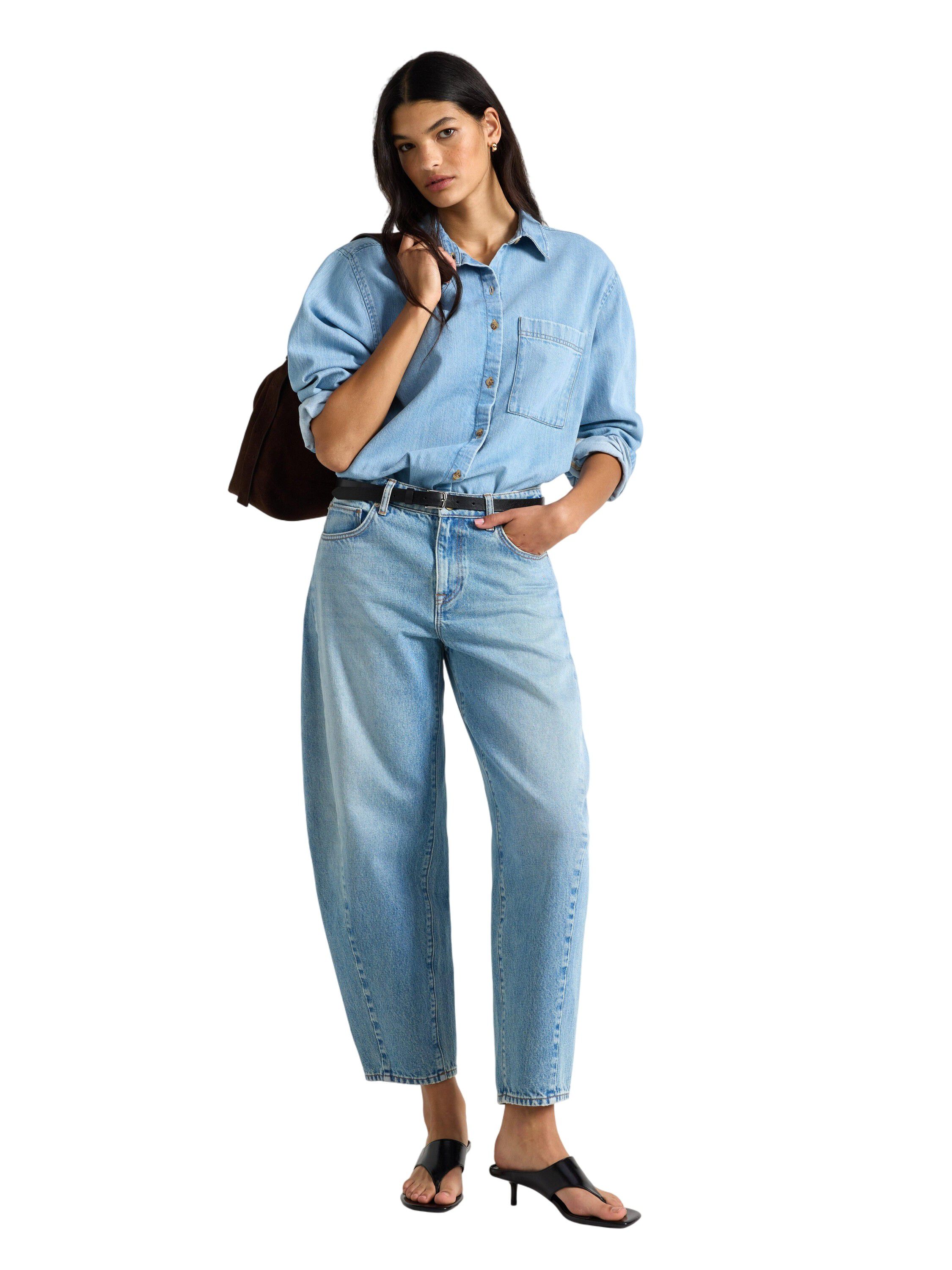 Klassisk denimskjorte med lange erm