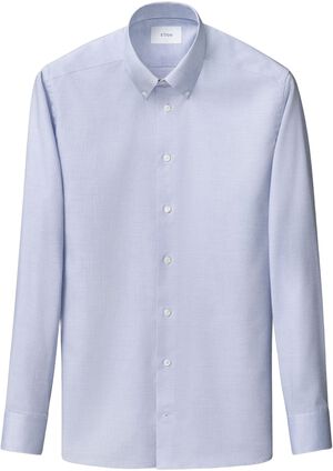 Slim Fit Mid blue Solid Wrinkle Free Oxford Shirt