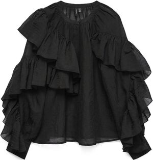 VMSABRINA LS O-NECK FLOUNCE TOP WVN