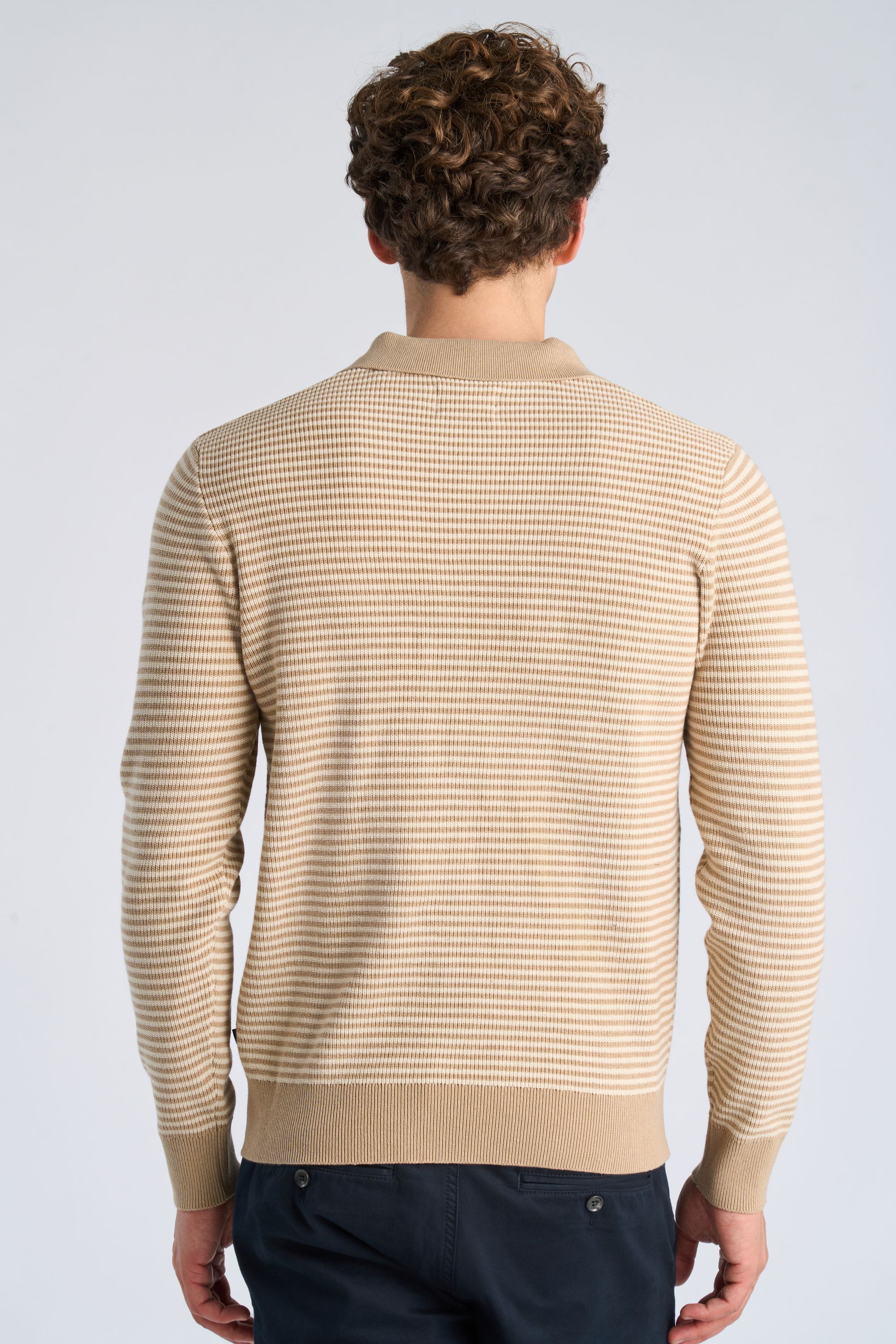 Recycled v-neck polo knit L/S