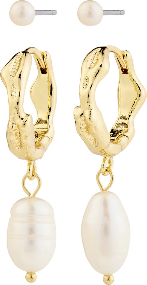 JONNE pearl earrings, 2-in-1 set, gold-plated