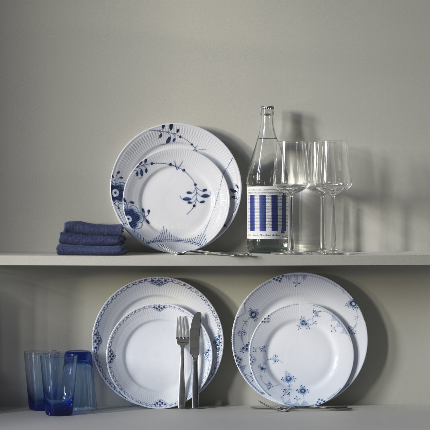 Bl&aring; Mega Riflet 2-pak tallerkner 22cm no 2