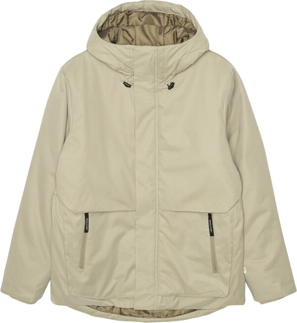 Short, hooded parka jacket with zipper pockets