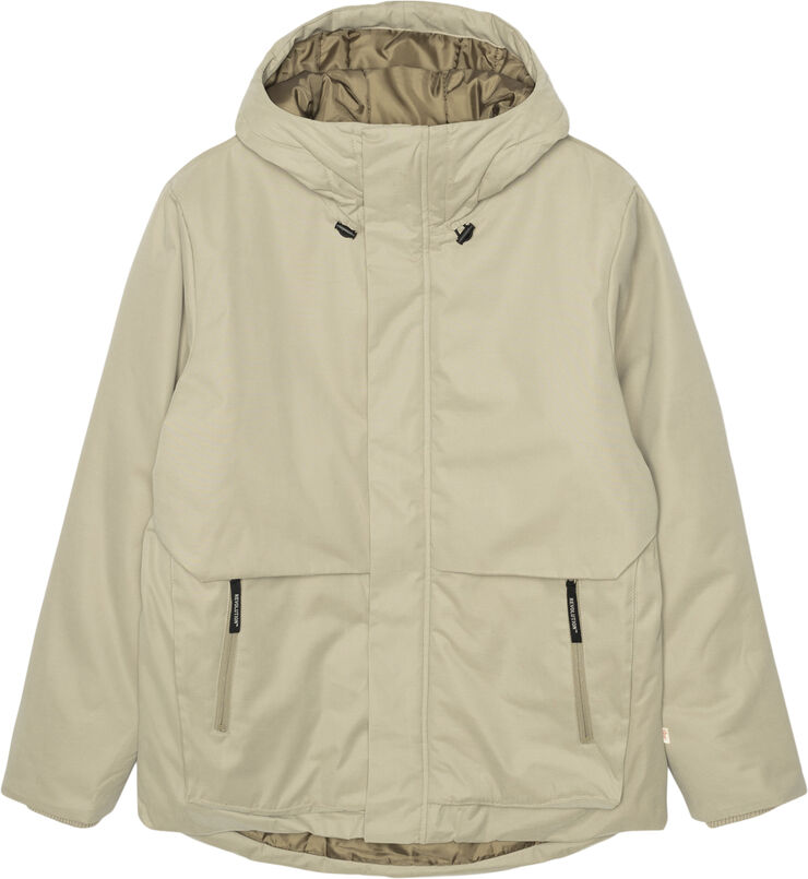 Short, hooded parka jacket with zipper pockets