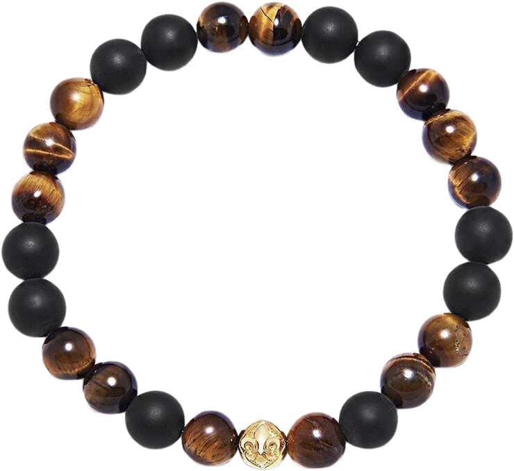 Men's Wristband with Matte Onyx and Brown Tiger Eye