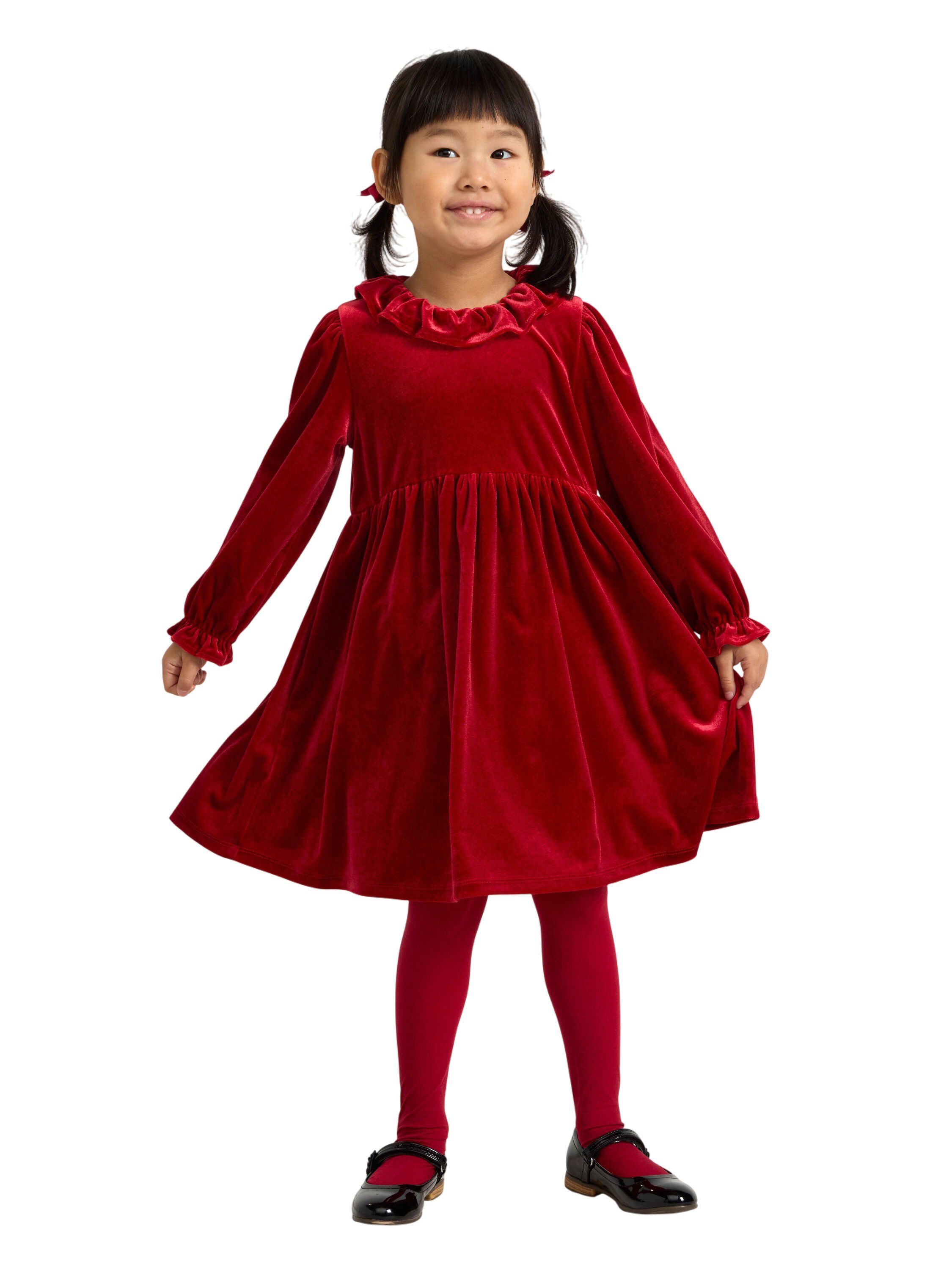 Soft long-sleeved dress in velvet w