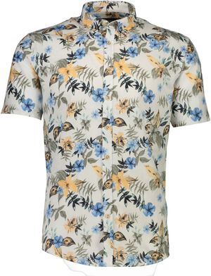 Printed cotton/linen shirt S/S