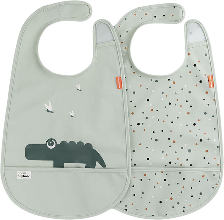 Hagesmæk m/Velcro 2 stk. Croco Grøn