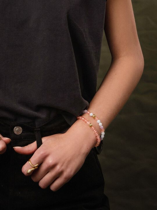 Women's Wristband with Cherry Quartz, Amethyst Lavender and