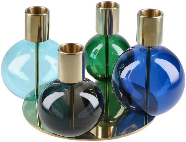 Bubble 4-armet lysestage Ø17. 5 cm blå/grøn