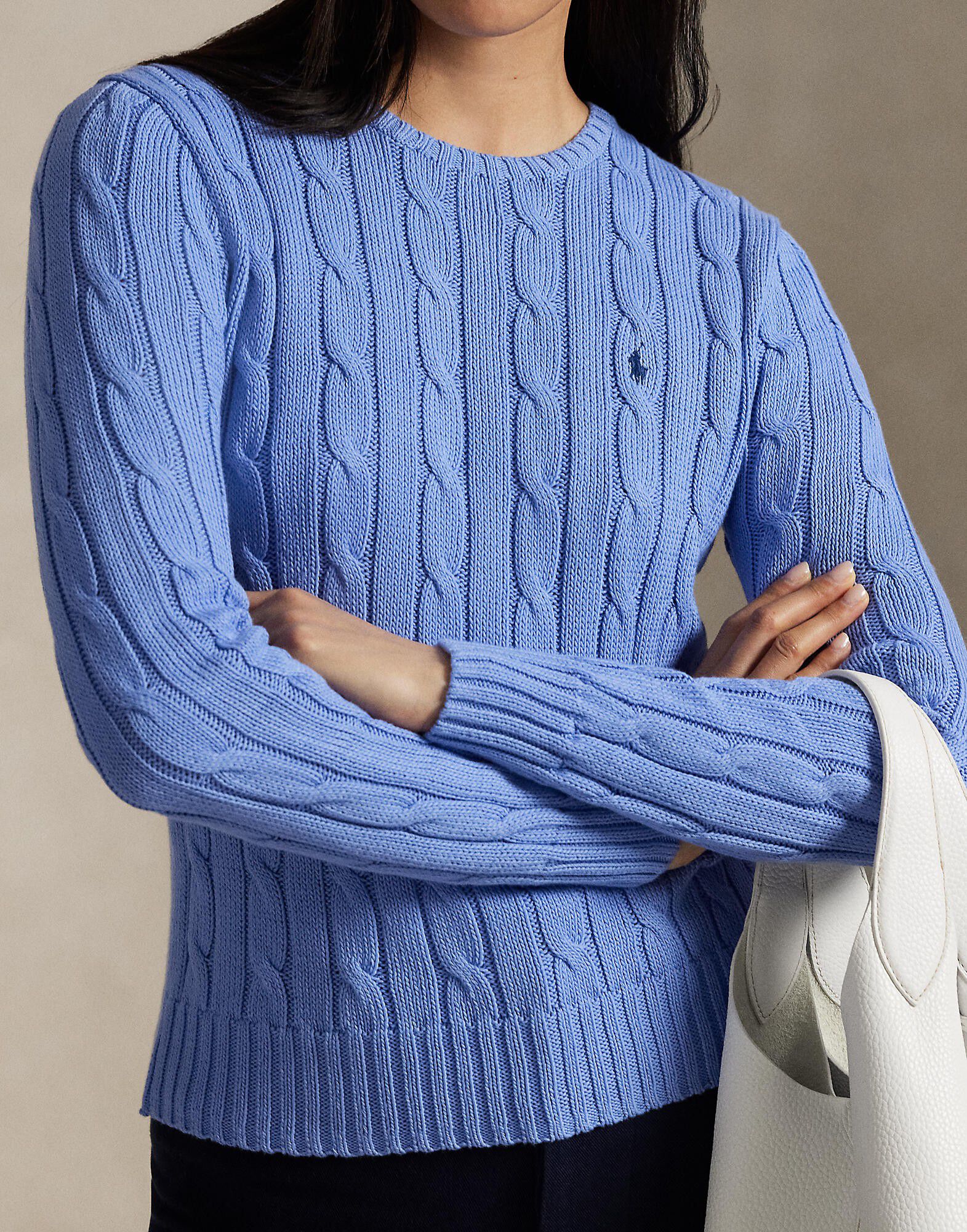 Cable-Knit Cotton Crewneck Sweater