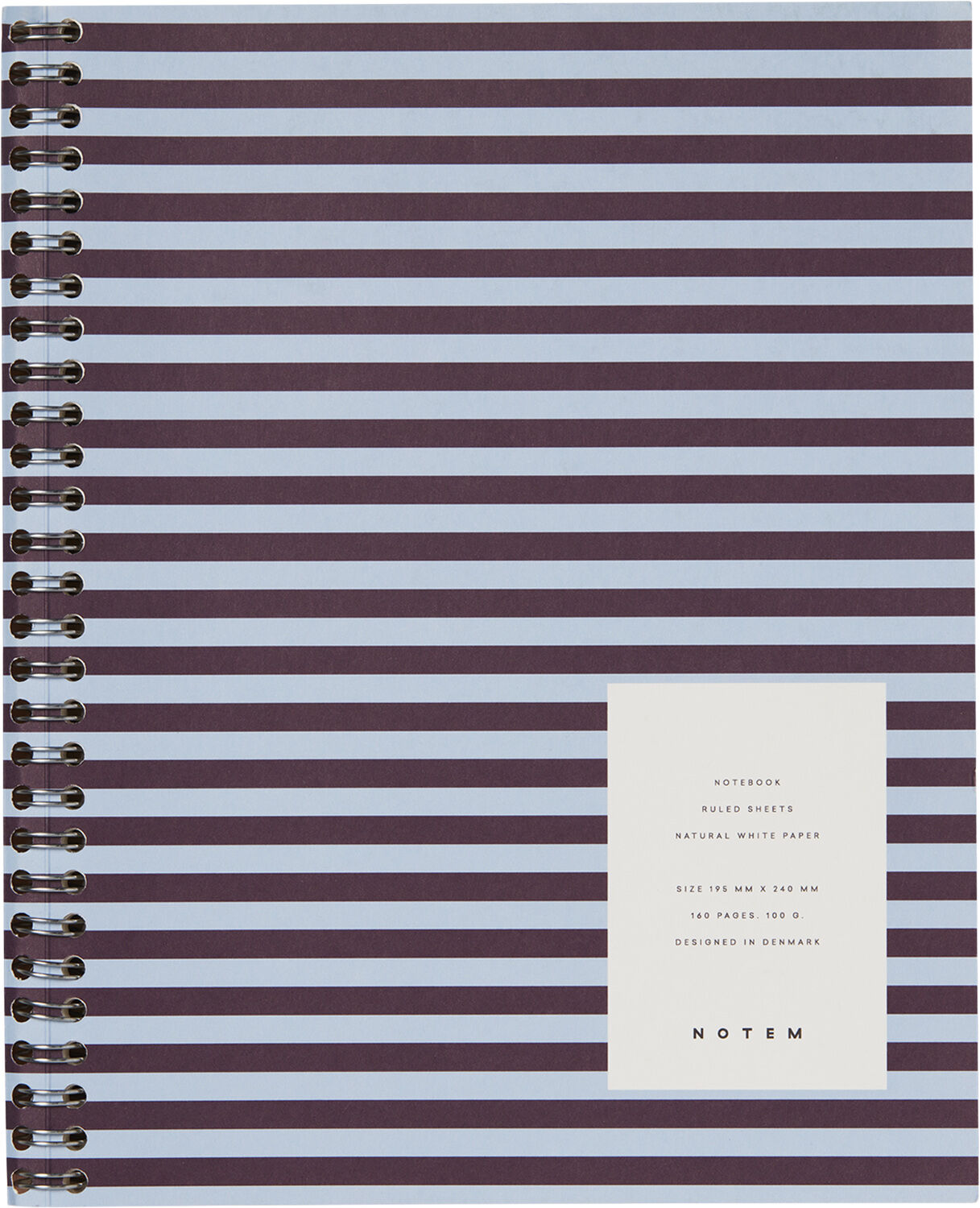 NELA Notebook med spiralryg - Stor, Bordeaux og bl&aring;