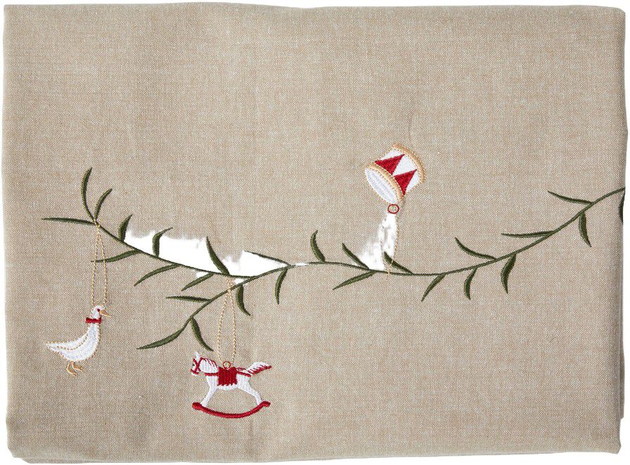 Dug m/broderi 140x360cm bomuld