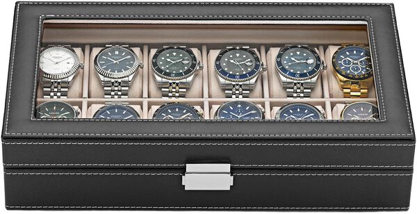 Watch Box 12 Watches Black Syntheti