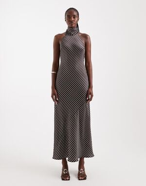 TSCISKA SATIN STRIPED MAXI DRESS WV