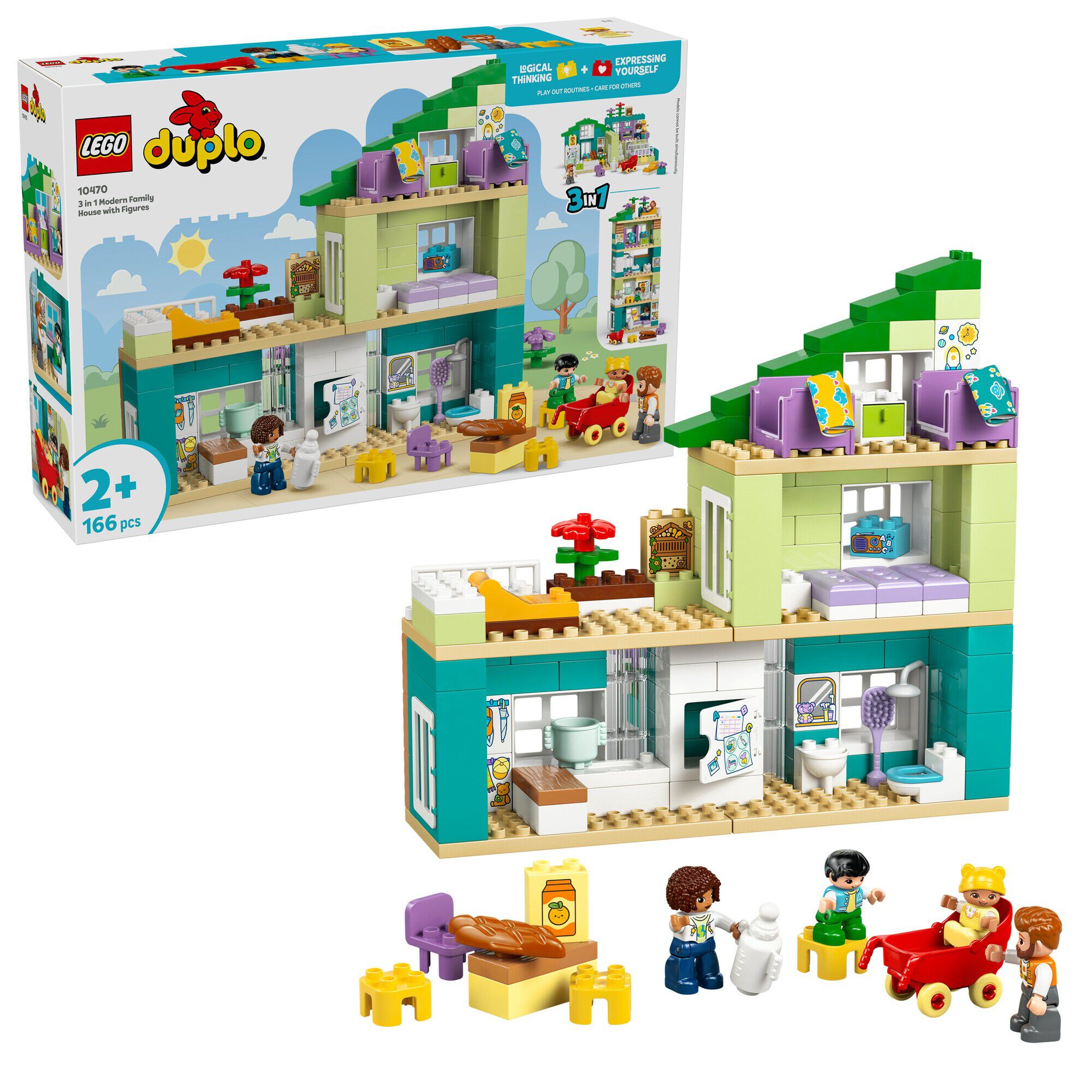 3-i-1 Moderne familiehus med figurer 10470