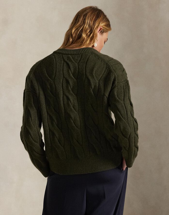 Cable-Knit Wool-Cashmere V-Neck Sweater