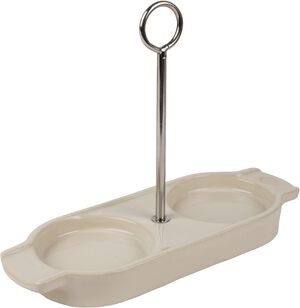 Linea keramisk bakke med h&aring;ndtag, cremehvid