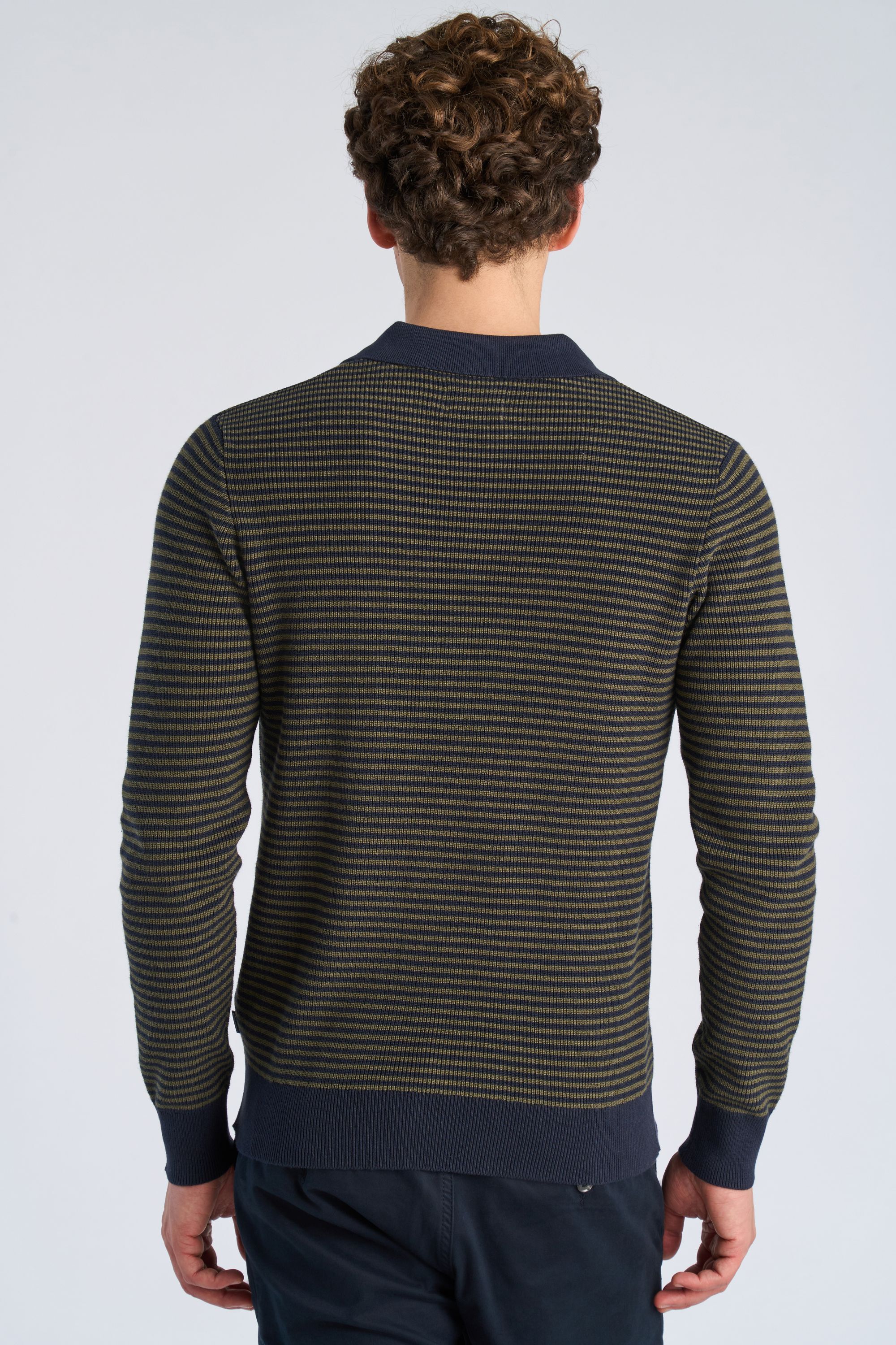 Recycled v-neck polo knit L/S