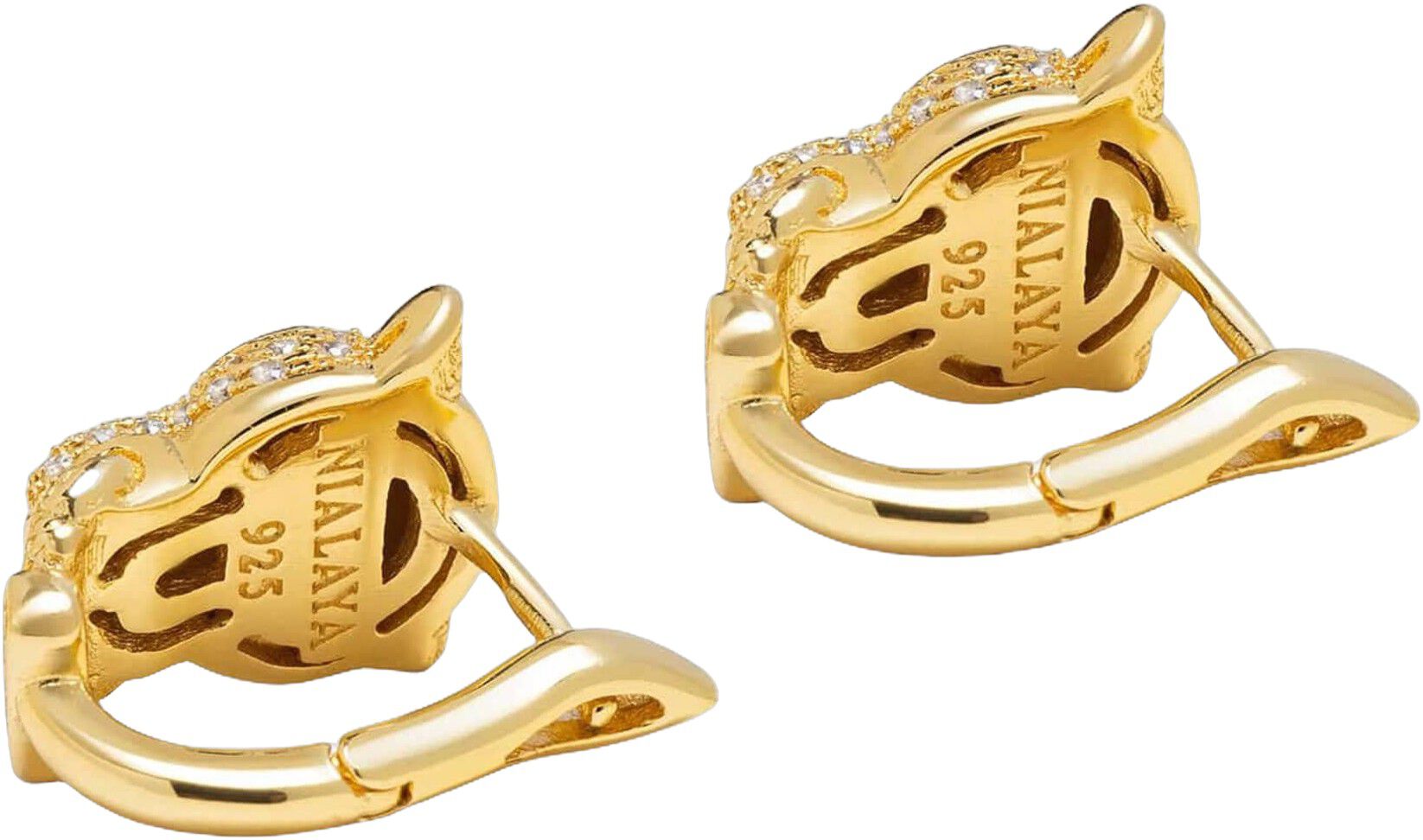 Women's Sterling Silver Panther Huggie Earrings