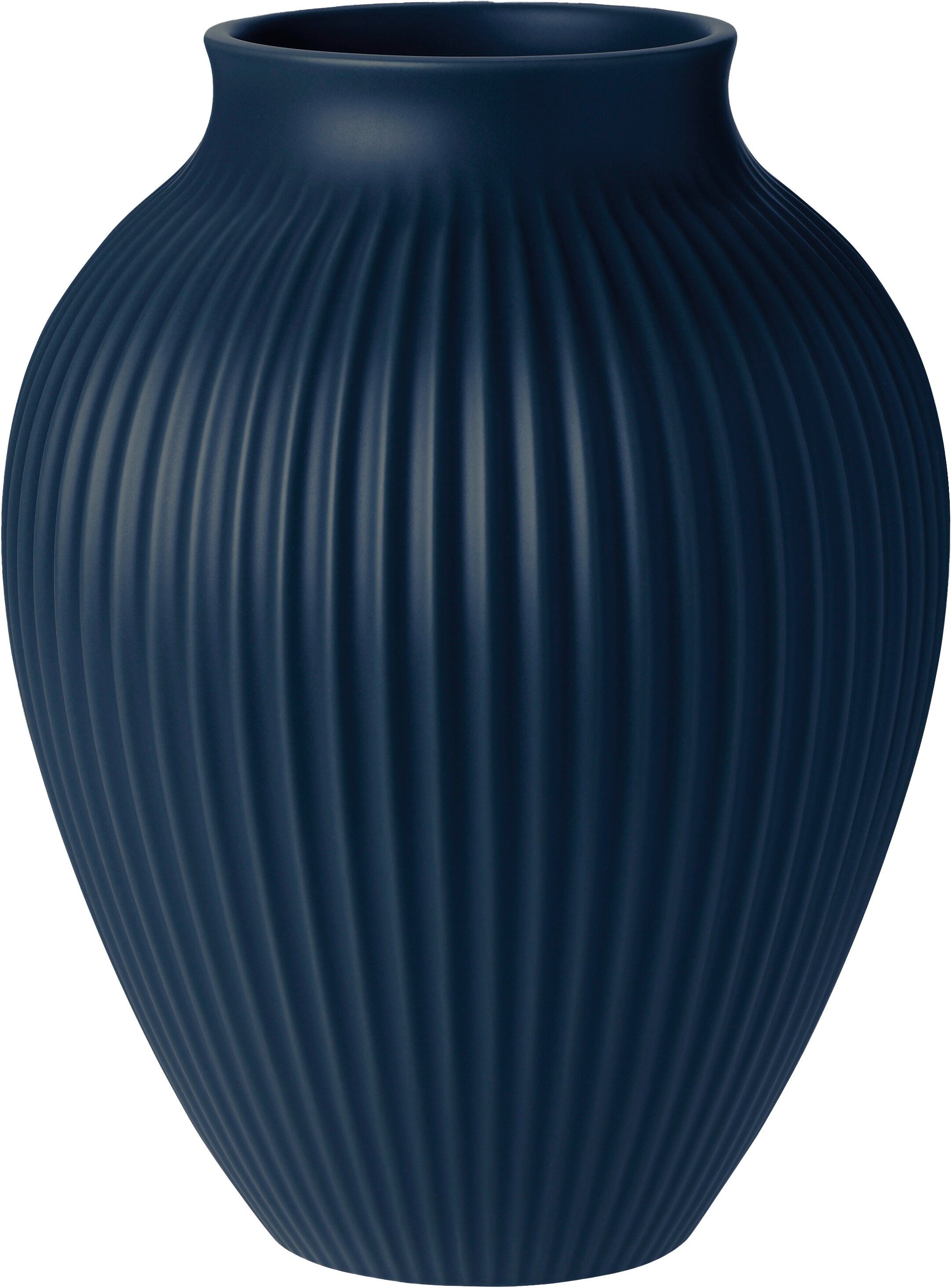Knabstrup vase H 27 cm ripple mat dark blue