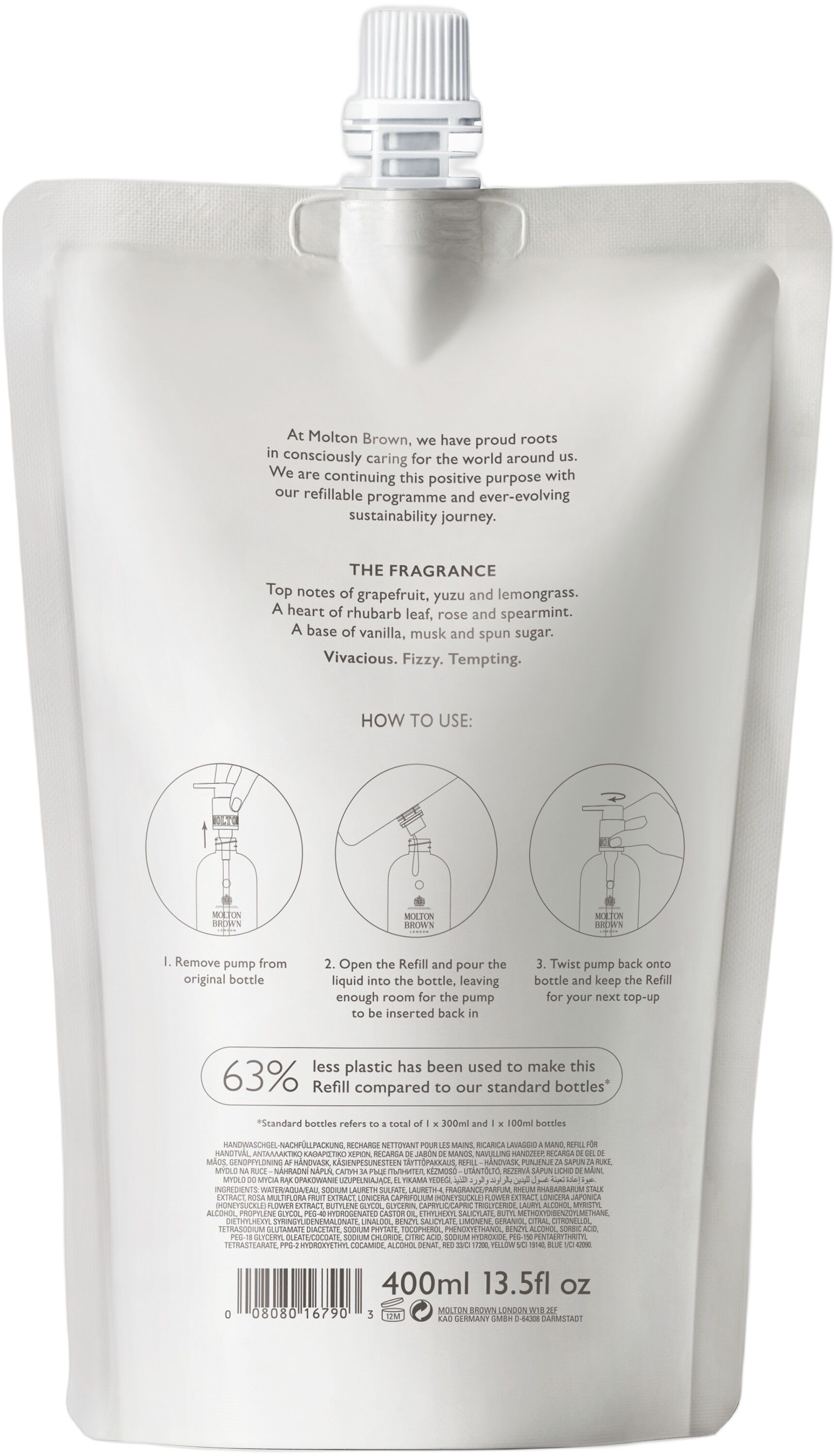 DELICIOUS RHUBARB & ROSE HAND WASH REFILL