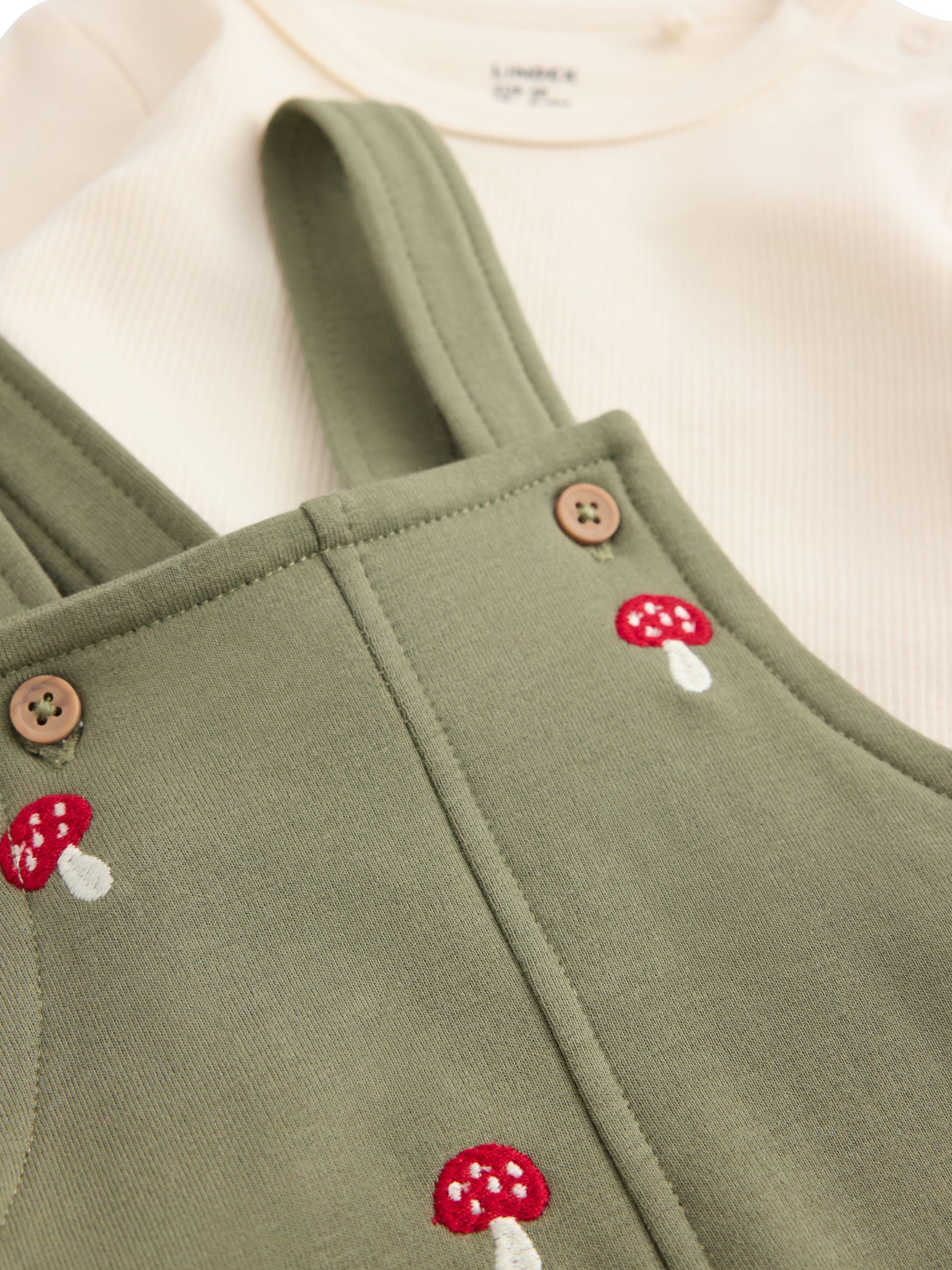 Set Top Dungarees w emb