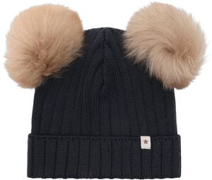 Hat Knit Alpaca Pompoms
