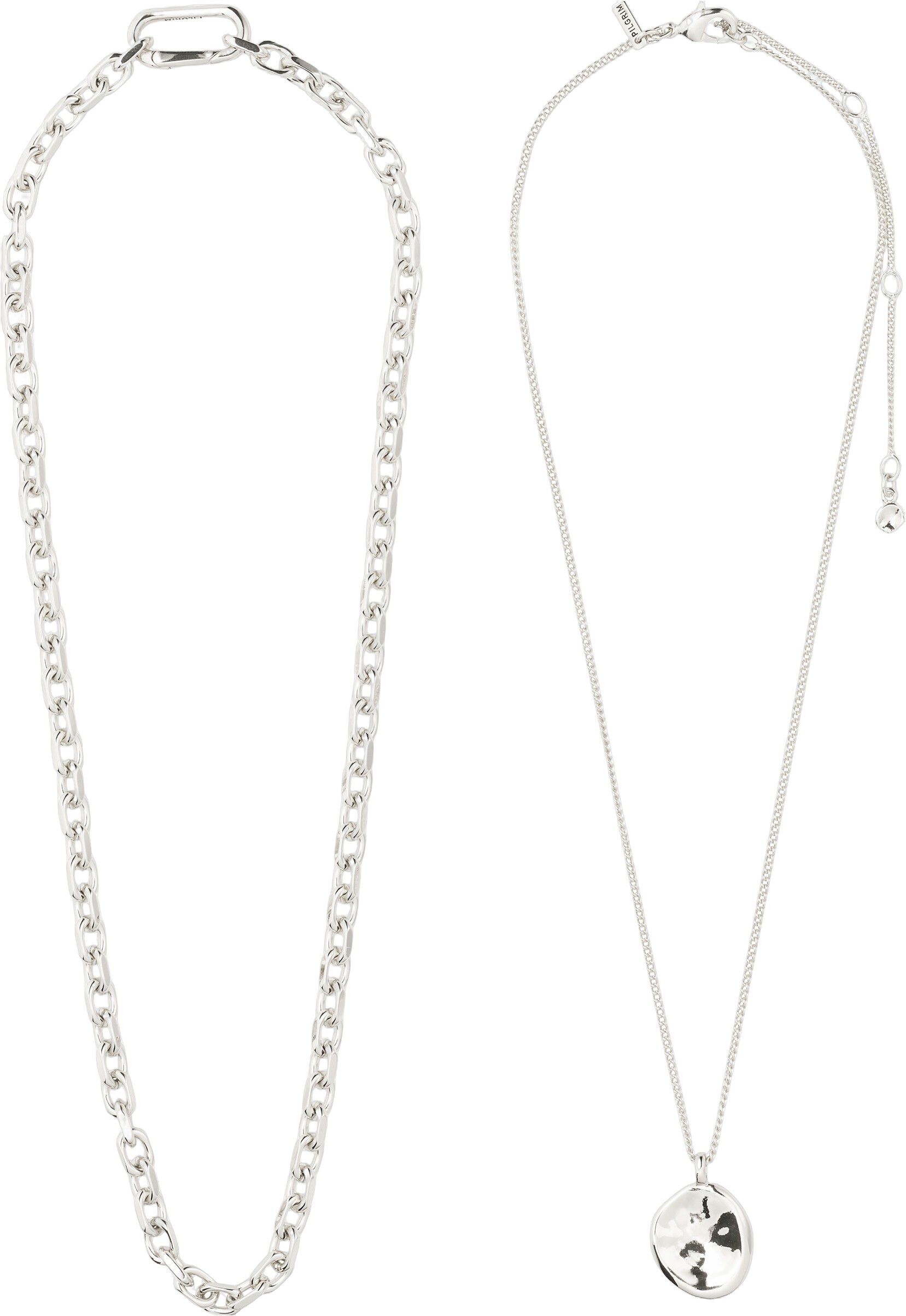 SPARKLE halsk&aelig;de, 2-i-&eacute;t s&aelig;t, s&oslash;lvbelagt