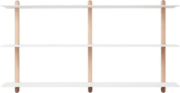 Nivo hylde stor D lys eg/ hvid