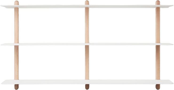 Nivo hylde stor D lys eg/ hvid