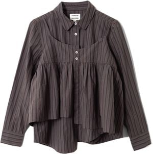 INDIE DOUBLE LAYER SHIRT WITH CAMI - MERLOT STRIPE