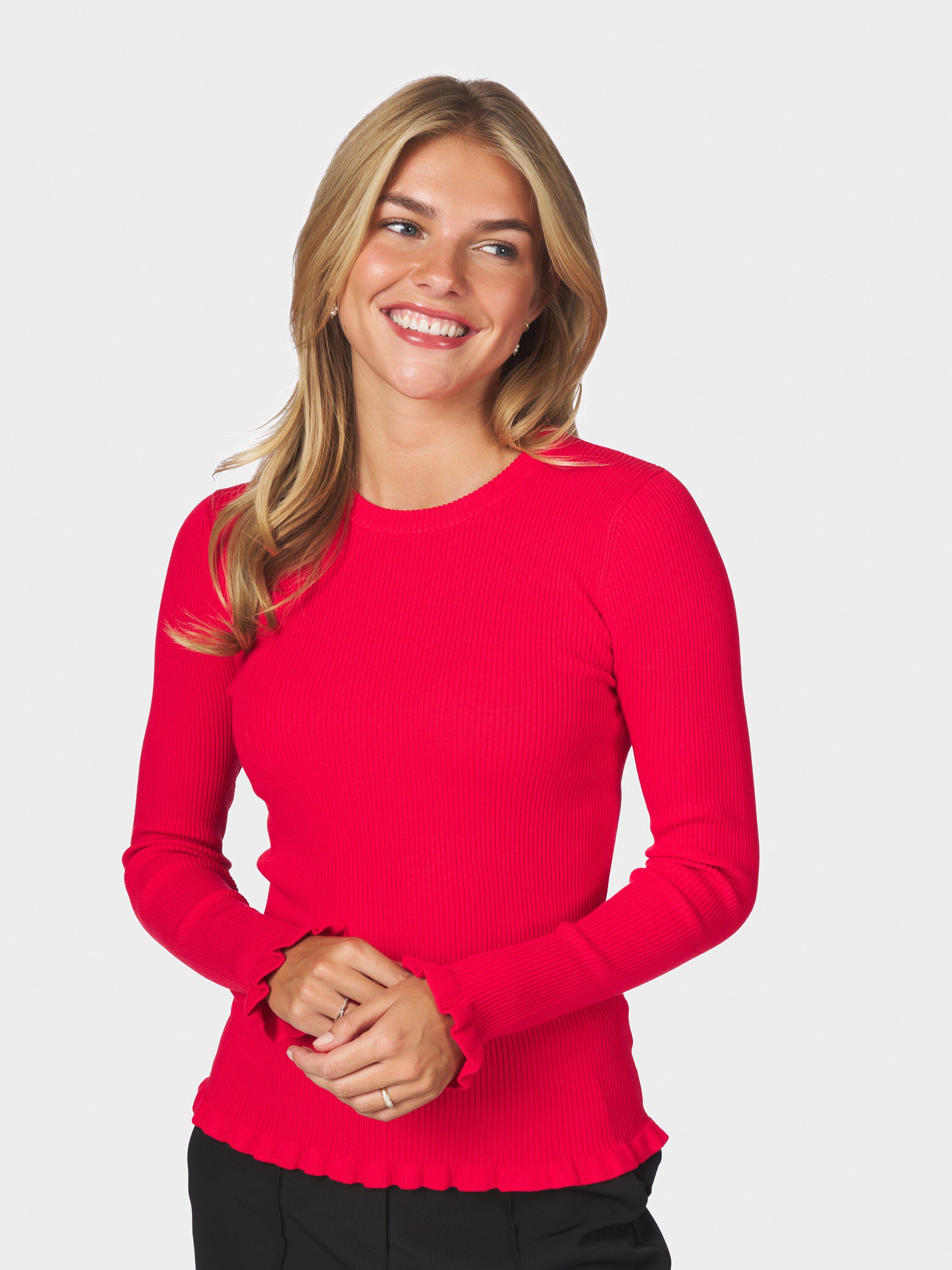Nelle solid strikkebluse