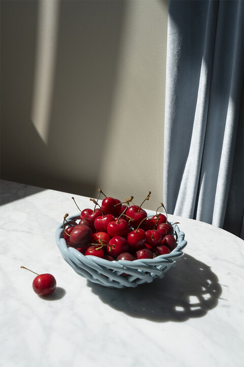 CERAMIC BASKET SICILIA SMALL LIGHT BLUE