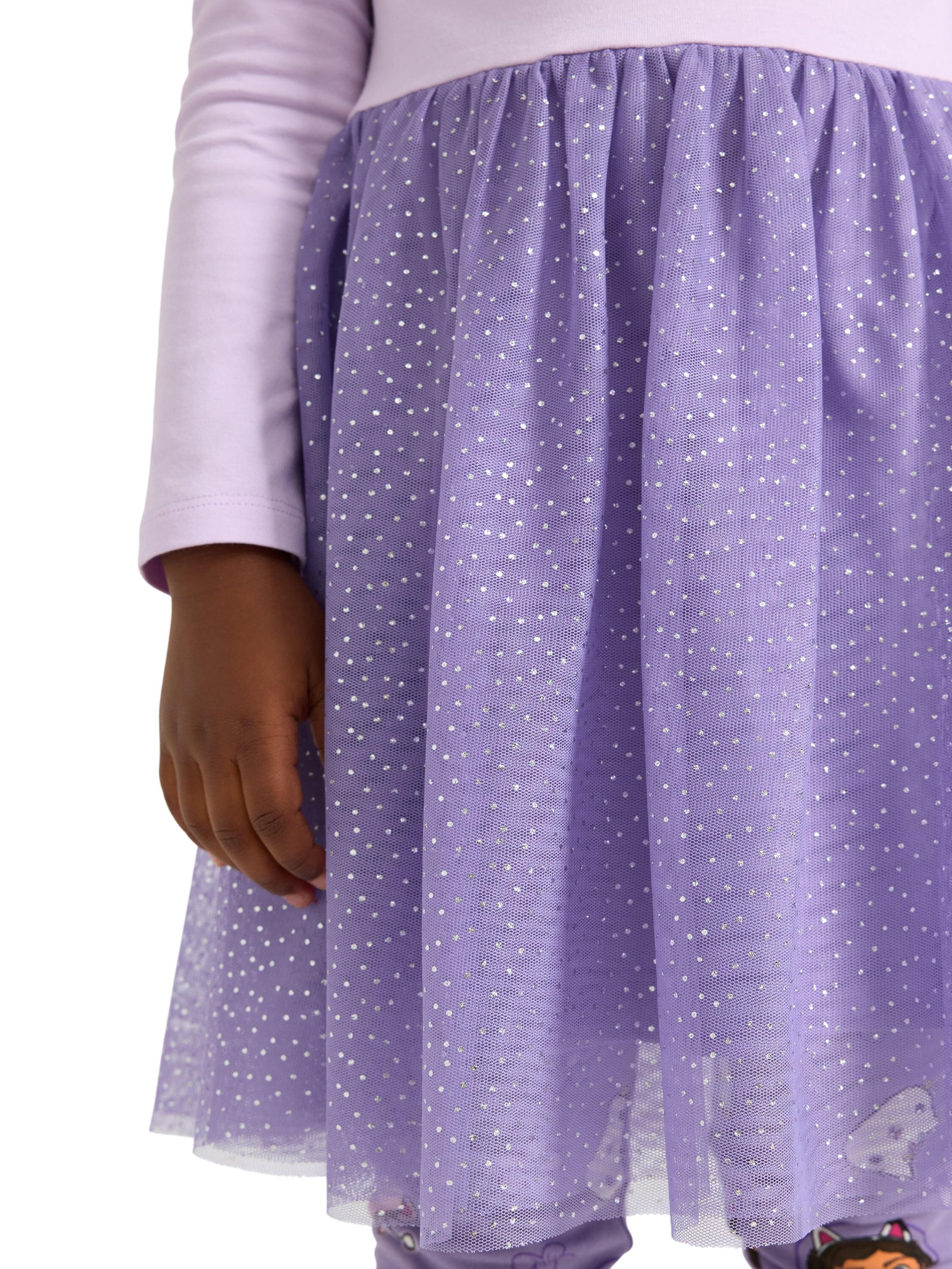 Soft jersey dress with mesh skirt a