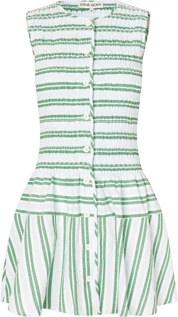 2367 Smocked Cotton, Sleeveless Smocked Short Dress